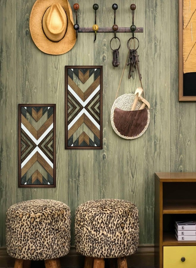 Putuo Decor Aztec Wall Decor Set of 2, Wooden Western Wall Art, Geometric Wooden Decoration, Native American Tribal Southwestern Boho Decorative Hanging Plaques for Living Room Bedroom Entryway - Image 5